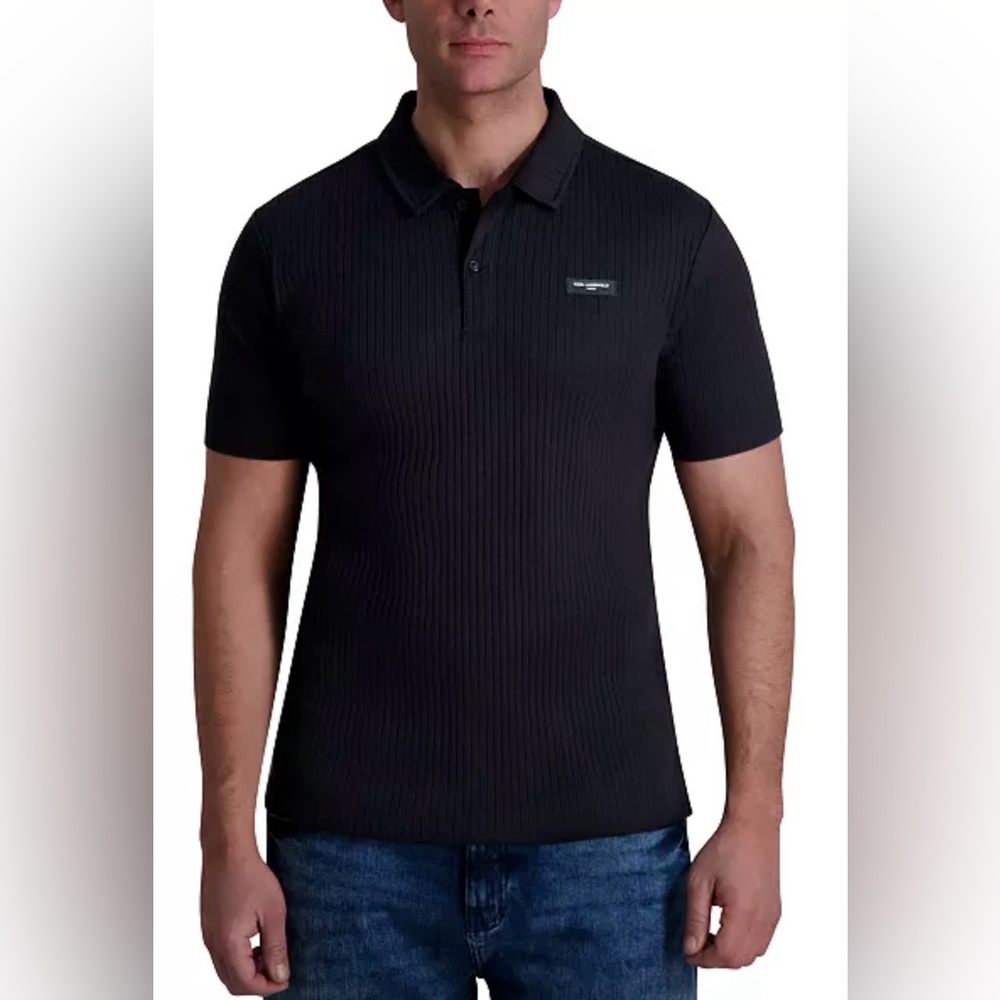 KARL LAGERFELD PARIS
Men's Ribbed Logo Polo Shirt